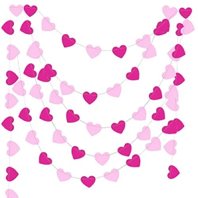 Afbeelding van 9 Meter Papieren Hartslinger Roze, Hangende Hart Slinger, Versieringen voor Verjaardag, Verjaardagsversiering Meisjes. Verjaardagsversieringen Kinderen