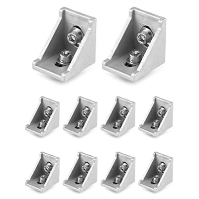 Afbeelding van QWORK 10 stuks bevestigingsmateriaal hoekbevestiging, aluminium profiel 30x30 groef 8 profiel, voor haakse muurbeugel