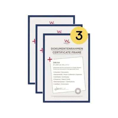 Afbeelding van walther design KV130L3 New Lifestyle kunststof fotolijst 21x29,7 cm DIN A4, blauw, 3 pack