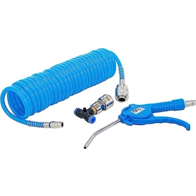 Afbeelding van BGS 74253 Lucht blaaspistool met perslucht spiraalslang en T connector