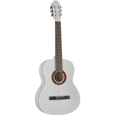 Afbeelding van EKO Guitars CS 10 WHITE klassieke gitaar serie Studio Scala 4/4, bovenkant van linde, frame en bodem gelamineerd handvat toets berk, incl. draagtas, kleur: wit