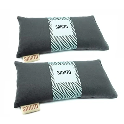 Afbeelding van Sakito 2 (uds) Warmtekussen kersenpitkussen korrelkussen magnetron speltkussen voor (25 x 12 cm) tarwe en lavendelzaad (grijs)