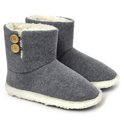 Afbeelding van Dunlop Herenpantoffels: Pluche pantoffels voor heren en tieners, warme indoor huisschoenen met traagschuim, maat 41 46, sherpa voering cadeaus mannen, Grijs, 44 EU