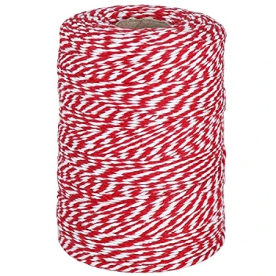 Afbeelding van Vivifying 200 m rood en wit bindgaren, ideaal voor het bakken, vlees serveren, handwerk, cadeauverpakking met Kerstmis