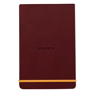 Afbeelding van RHODIA 194349C Carnet Rigide Webnotepad Lie de Vin A6 Ligné 192 pages Détachables Papier Clairefontaine Ivoire 90g Marque Page, Fermeture Élastique Couverture Simili Cuir Rhodiarama