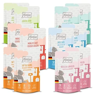 Afbeelding van MjAMjAM premium natvoer voor katten proefverpakking, verpakking van 12 (12 x 125 g), graanvrij met extra vlees