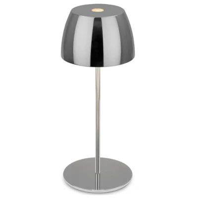 Afbeelding van Briloner Serina Mini Snoerloze LED tafellamp IP44 7503018 Dimbaar Touch Spatwaterdicht Snoerloos Verwisselbare batterij en lichtbron Ø8 x 20 cm Chroom