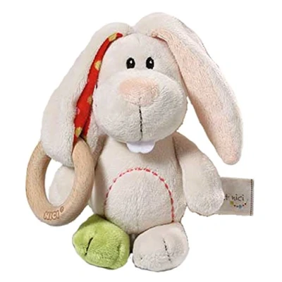 Afbeelding van Nici Bijtring Rabbit Tilli 18 X 12 5,5 Cm Hout/pluche Wit