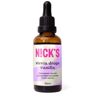 Afbeelding van NICKS Vanille stevia Drops, vloeibaar, suikervrij tafelzoet, zonder calorieën met pipet 50 ml