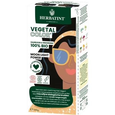 Afbeelding van Herbatint Vegetal Color Haarverf Biologisch en vegan Moon Light Power (zwart) 100 gram