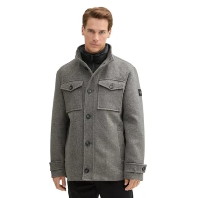 Afbeelding van TOM TAILOR Heren 1042209 jas, 36084 Steel Grey Wool Twill, 3XL, 3XL