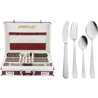 Afbeelding van KINGHOFF 3561 luxe bestekset koffer 72 delig 12 persoons Modern bestek