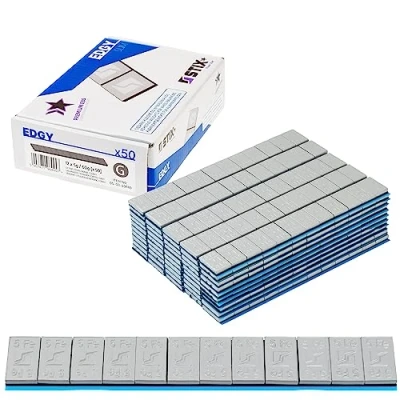 Afbeelding van STIX Automotive Equipment 3 kg kleefgewichten voor aluminium velgen, 60 g (12 x 5 kunststofcoating), 50 stuks balanceergewichten, lijmrepen