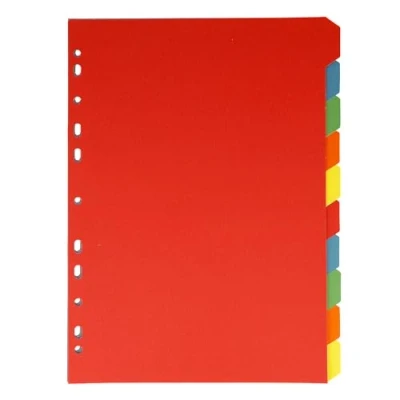 Afbeelding van Westcott E 733312 00 tabbladen voor A4 ordner, 10 gekleurde in 5 kleuren, als robuust, 160 g/m², met europerforatie