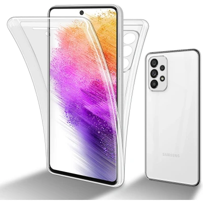 Afbeelding van Cadorabo Hoesje geschikt Voor Samsung Galaxy A73 5G in TRANSPARANT 360 Full Body Case Cover Beschermhoes en achterbescherming, all round bescherming met displaybescherming
