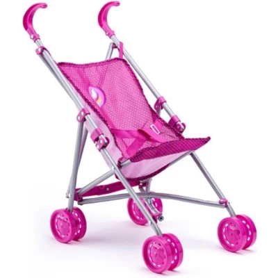 Afbeelding van Roze poppen buggy met eenhoorn Kinderspeelgoed