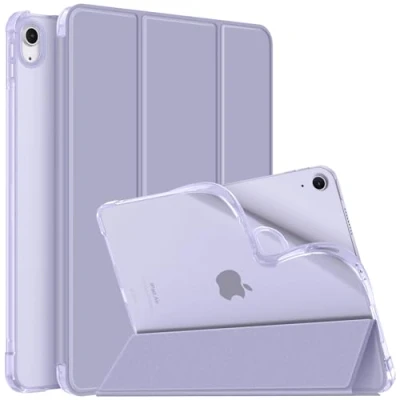 Afbeelding van Fintie Hoes voor iPad Air 11 inch, 6e/5e/4e generatie (2024/2022/2020) 10,9 inch met penhouder, TPU Soft transparante achterkant beschermhoes intelligente case cover, violet