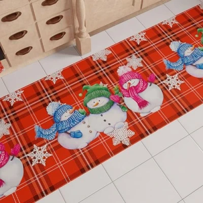 Afbeelding van PETTI Artigiani Italiani tapijt voor de kerstkeuken, loper keuken, antislip en wasbaar, Kerstmis, 52 x 480 cm, gemaakt in Italië