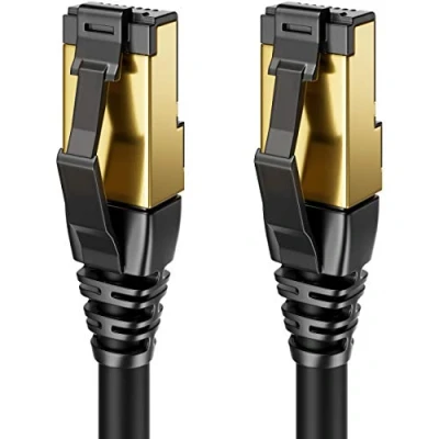 Afbeelding van deleyCON 7,5m CAT8.1 LAN Kabel Patchkabel Netwerkkabel RJ45 DSL Koper S/FTP Afscherming 2000 MHz 40 Gbit CAT.8 Ethernet Stekker Verguld Zwart