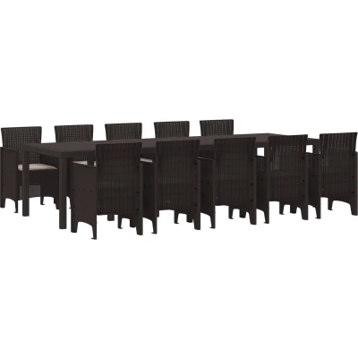 Afbeelding van vidaXL 11 delige Tuin Eettafelset met Kussens Bruin Poly Rattan