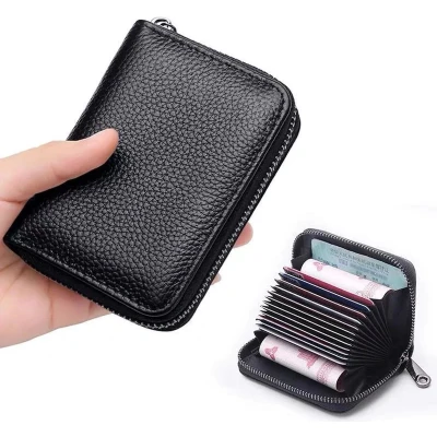 Afbeelding van Pasjeshouder Met Anti RFID I Creditcardhouder Geldvak Pasjes Houder Wallet PU Leer Portemonnee Zwart