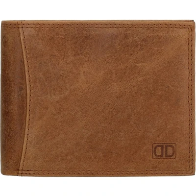 Afbeelding van Heren Portemonnee Bilfold Echt Leer Camel RFID Double D Gratis Verzonden