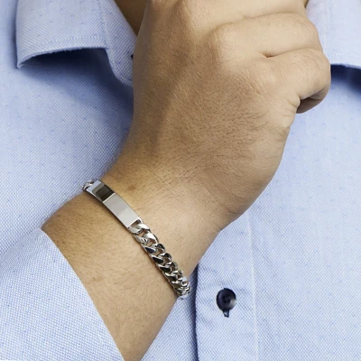 Afbeelding van Trendjuwelier huiscollectie Graveerarmband Zilver Gourmet Plaat 8,5 mm