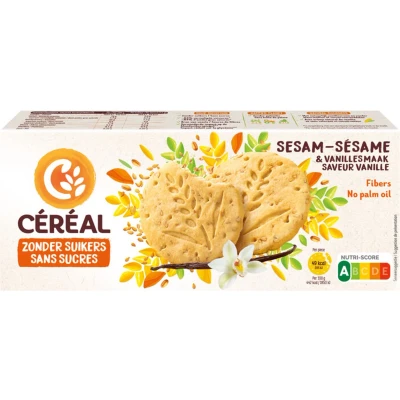Afbeelding van 3x Céréal Sesamkoekjes met Vanillesmaak 132 gr