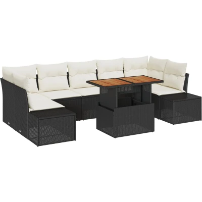 Afbeelding van vidaXL Tuin Sofa Set van 8 Crème Rattan 4 Persoons