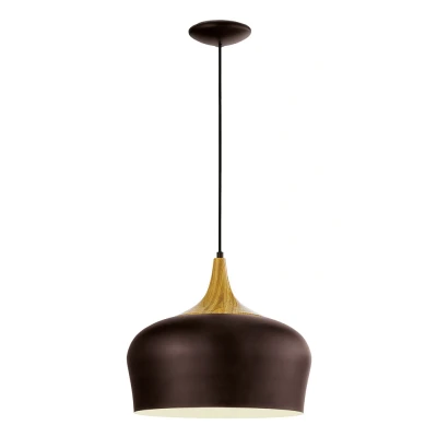 Afbeelding van EGLO Obregon   Hanglamp   1 Lichts   Ø350mm.   Bruin, Creme, Eik