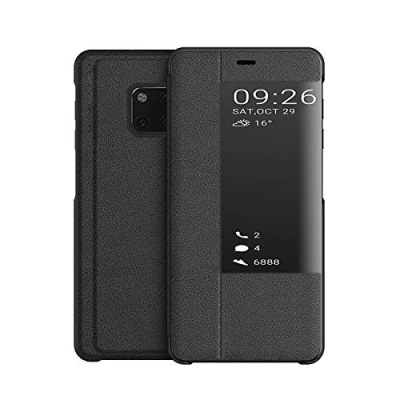 Afbeelding van KANSI compatibel voor Huawei Mate 20 Pro Case, Smart View Flip PU Lederen Case Cover + Screen Protector Zwart
