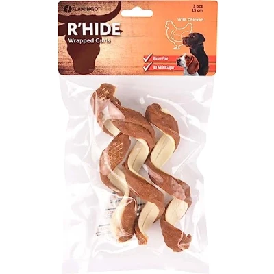 Afbeelding van Hondensnack R&#039;Hide Chicken Wrapped Curl 15 cm 3 stuks
