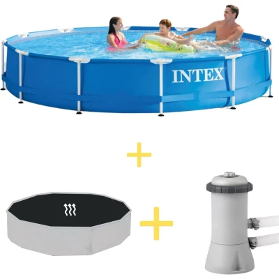 Afbeelding van Intex Zwembad Metal Frame 366 x 76 cm Inclusief Solarzeil &amp; Filterpomp