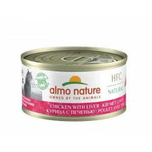 Afbeelding van Almo Nature HFC Natural kip met lever natvoer kat (70 g) 6 x 70 g