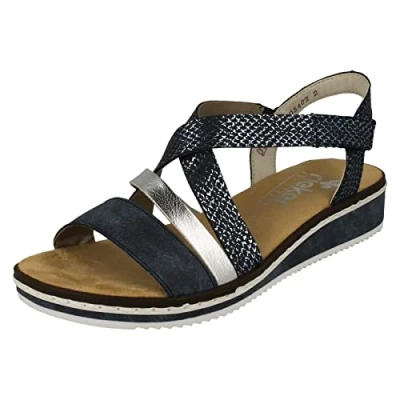 Afbeelding van Rieker V3663 14 Dames Sandalen Blauw/Zilver 8, Blauw, 41 EU