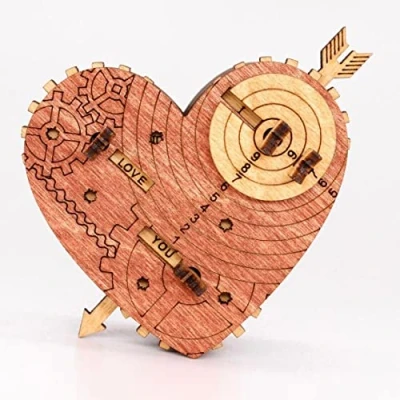 Afbeelding van iDventure Tin Woodman&#039;s Heart. Een mechanische schatkist sieraden verbergen huwelijksgeschenken Cryptex geschenkverpakking verjaardag Questbox Valentijnsdag 3D puzzel