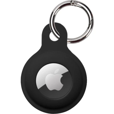 Afbeelding van Hoesje Geschikt voor Apple AirTag Sleutelhanger Siliconen Hanger Zwart