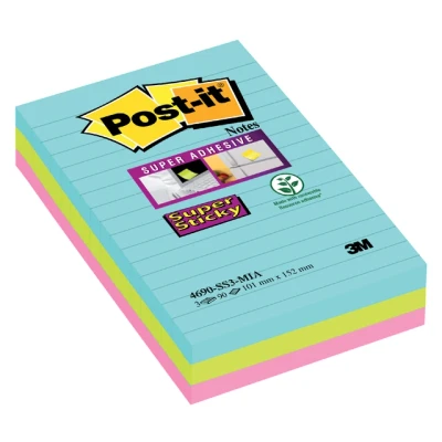Afbeelding van Memoblok 3M Post it 4690 Super Sticky 101x152mm Miami