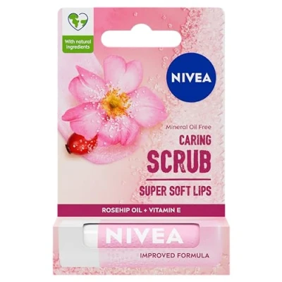 Afbeelding van Nivea Verzorgende Lippenbalsem Scrub Rosehip &amp; Vitamine E 5,5 ml