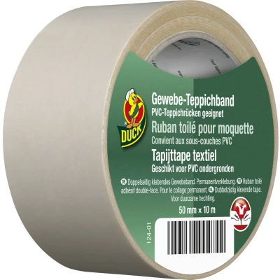 Afbeelding van Tapijttape Duck 10 meter (Dubbelzijdig, Textiel, Grijs, 50 mm)