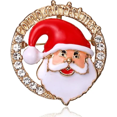 Afbeelding van Kerstbroche met Strass Kerstman Broche Bling Sieraad voor Kerst
