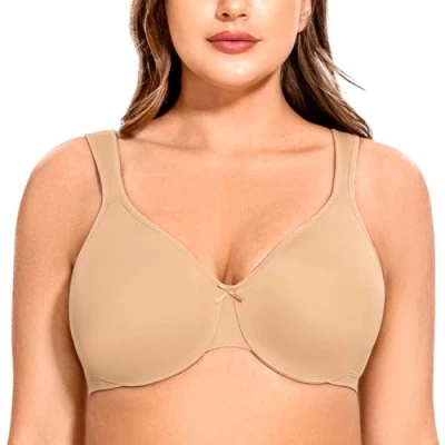Afbeelding van MELENECA Women&#039;s Plus Size Full Coverage Underwire Seamless Non Padded Minimizer Bra Amandel 95F