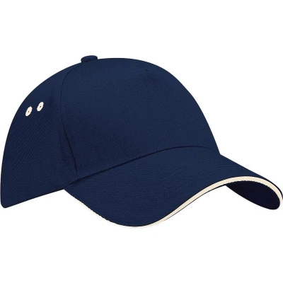 Afbeelding van Beechfield Unisex Ultimate 5 Panel Contrast Baseball Cap met Sandwich Peak / Hoofddeksel (Pakket van 2) (Franse marine)