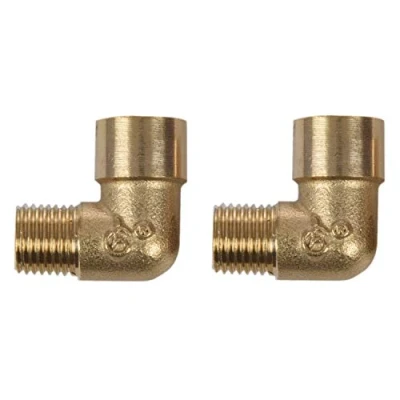 Afbeelding van Messing Elbow Fitting POWERTOOL 2 Stks 90 Graden Adapter Rechthoek BSP Gelijke Mannelijke en Vrouwelijke Connector voor Lucht, Water, Olie 1/8&quot;
