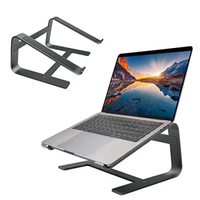 Afbeelding van Macally Macbookstandaard, laptopstandaard voor bureau, computerstandaard (universeel 10&quot; 17,3 inch), premium aluminium stijlvolle en stevige laptophouder werkt met Macbook Pro/Air,