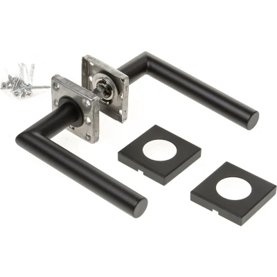 Afbeelding van Formani Deurkruk BASICS LB2 19BSQ geveerd op vierkant rozet mat zwart