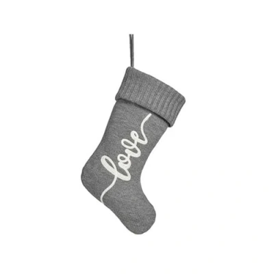 Afbeelding van Kerstversiering Love Kerstsok Grijs Stof 28 x 4 46 cm (12 Stuks)