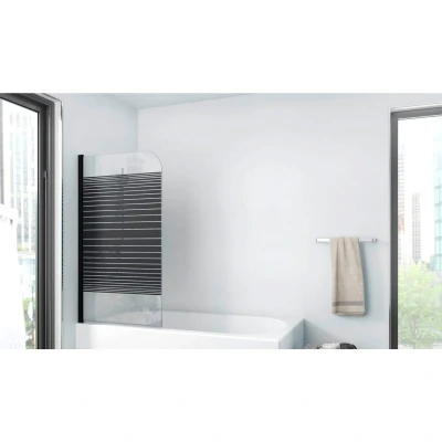 Afbeelding van Marwell Badscherm Black LINES met bescherming tegen inkijk, 75 cm (1 delig)