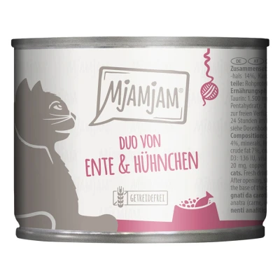Afbeelding van 6x 200g MjAMjAM Duo malse eend &amp; kip met wortels nat kattenvoer