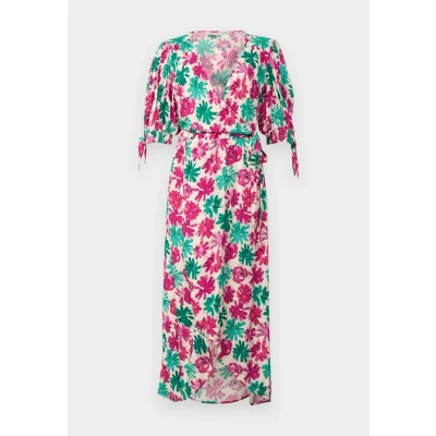 Afbeelding van Fabienne Chapot dames Hannah midi wikkeljurk met bloemenprint in de kleur Roze, maat: 34